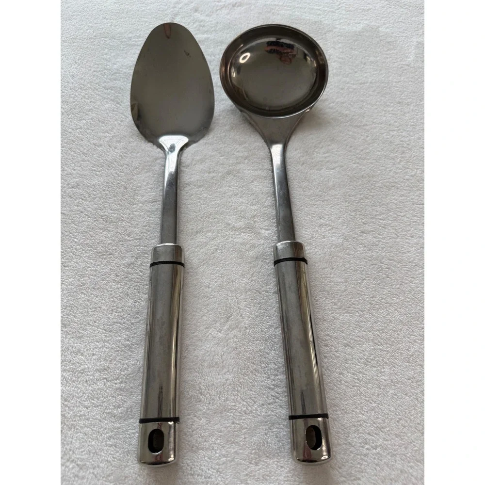 INOX Stainless Steel‎ Serving Spoon Ladle Set Modern Kitchen Utensils EUC